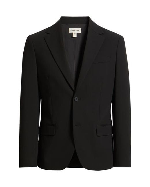 Open Edit Black Slim Fit Solid Stretch Suit Jacket for men
