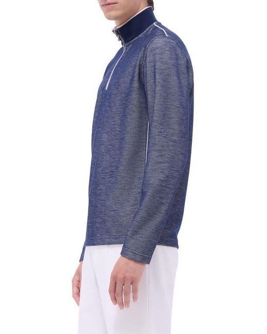 Bugatchi Blue Quarter Zip Performance Pullover for men