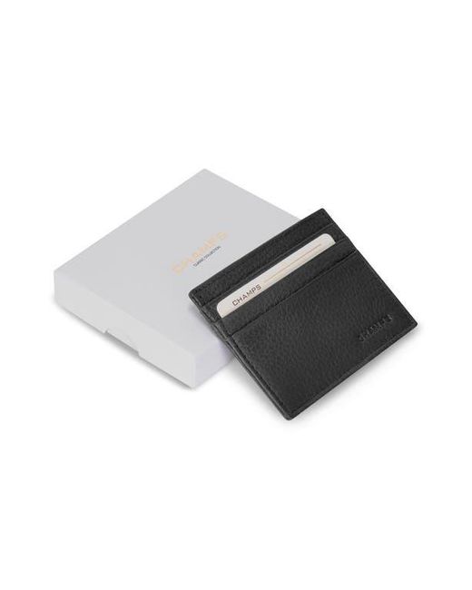 CHAMPS Black Slim Leather Card Wallet