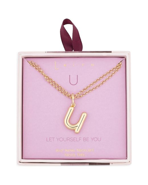 Leith Pink Lowercase Initial Bubble Pendant Necklace
