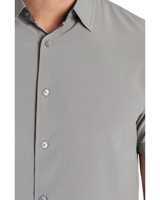 Jachs New York Gray Gravity Short Sleeve Button-up Shirt for men