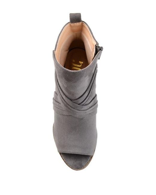 Journee Collection Gray Sabeena Wedge Peep Toe Bootie