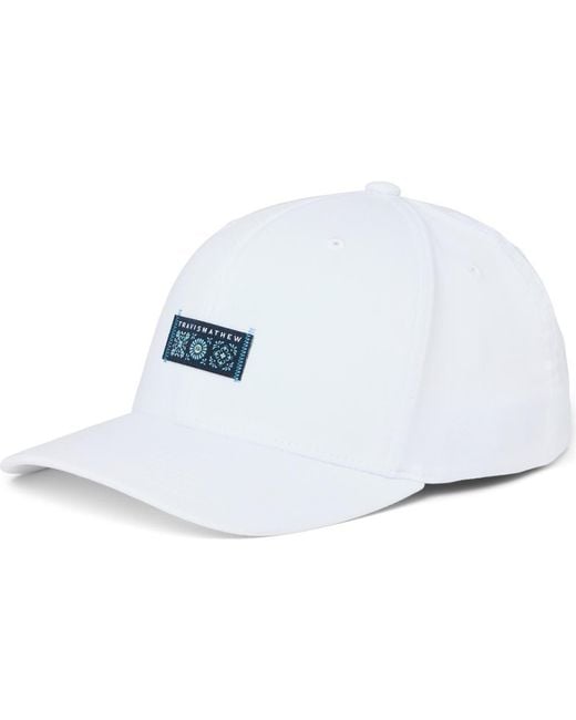 Travis Mathew White Museum Day Snapback Hat for men