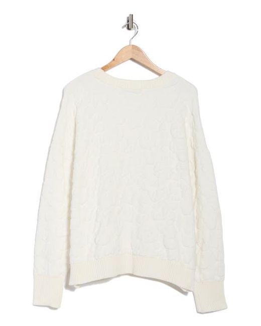 DKNY White Cheetah Chenille Sweater