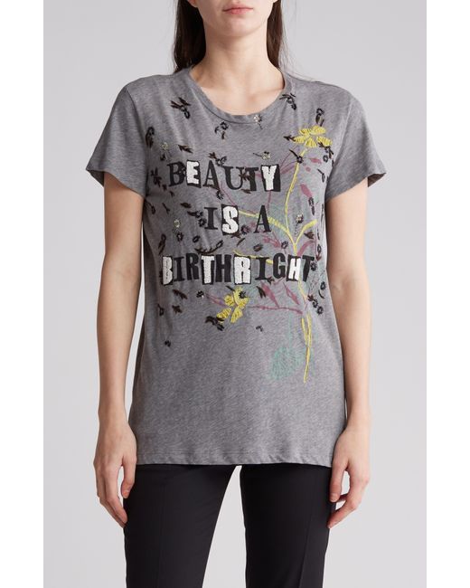 Valentino Gray Beauty Is A Birthright Embellished T-shirt