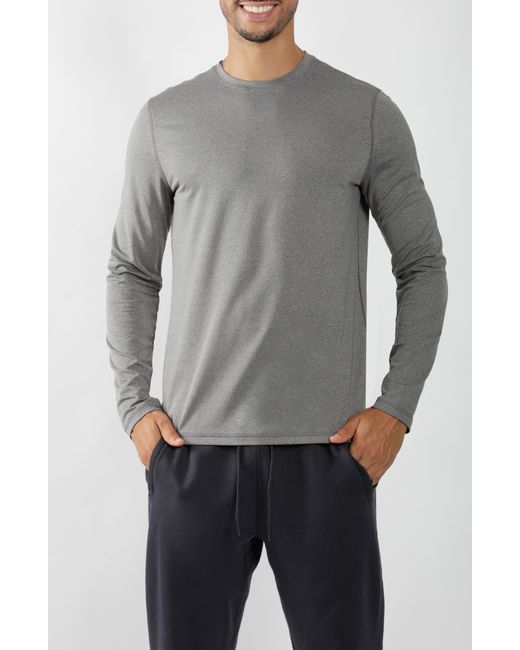 90 Degrees Gray Long Sleeve Crew T-shirt for men