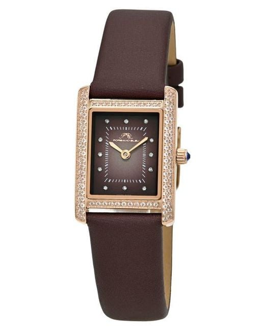 Porsamo Bleu Karolina Diamond & Topaz Leather Strap Watch  display picture 1