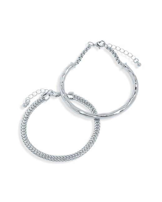 Nordstrom White Set Of 2 Herringbone Chain & Molten Bar Bracelets