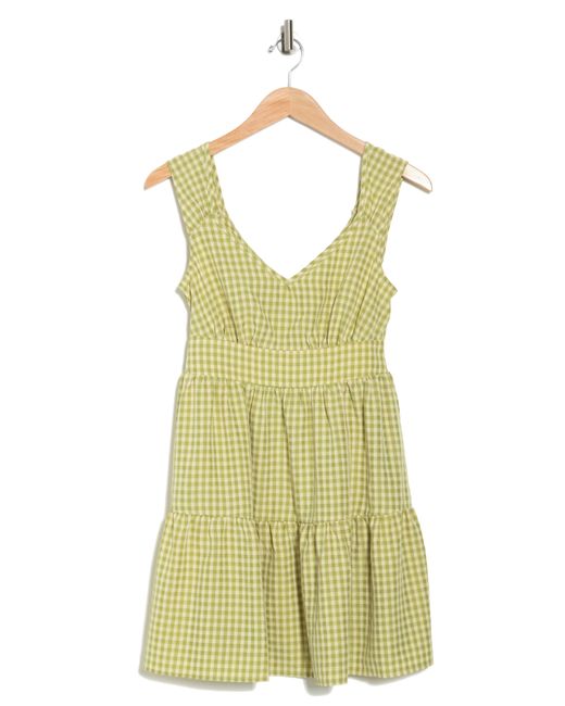 Lush Green Sleeveless Gingham Mini Dress