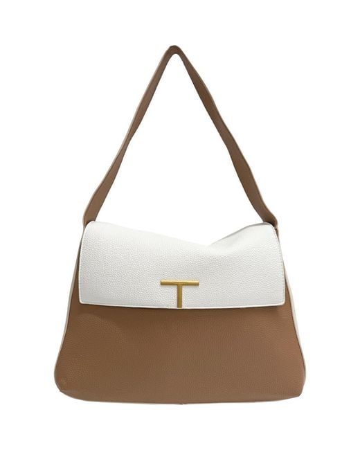Tahari White Logan Flap Shoulder Bag