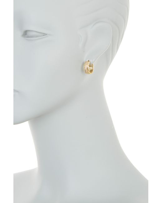 AREA STARS Metallic Crystal Huggie Hoop Earrings