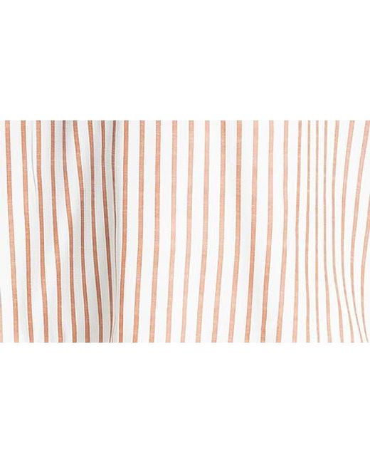 Max Studio White Grid Print Roll Sleeve Popover Shirt