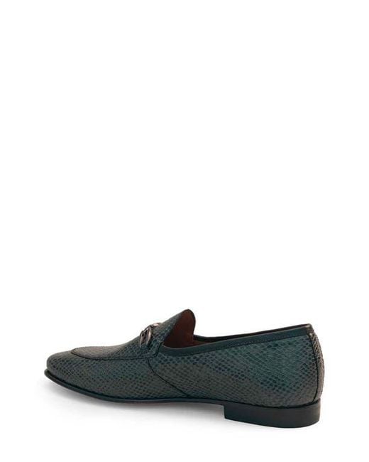 Mezlan Black Bit Ornament Python Embossed Leather Loafer for men