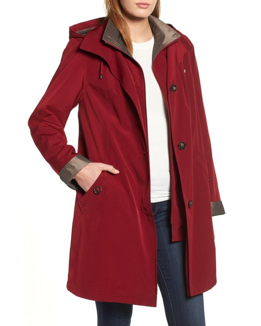 Gallery Red Detachable Hood & Liner Raincoat (regular & Petite)