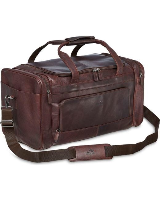 Mancini Brown Carry-On Leather Duffle Bag for men