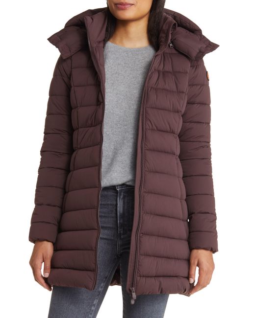 Save The Duck Purple Dorothy Hooded Stretch Puffer Jacket