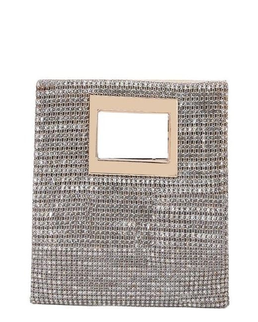 BERNESS Gray Rhinestone Rectangular Clutch