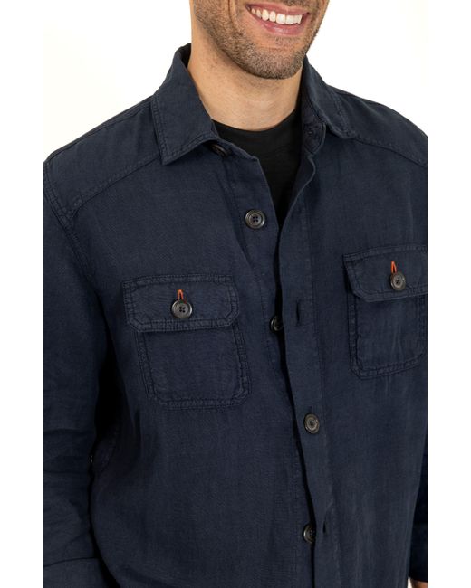 PINOPORTE Blue Linen Overshirt for men