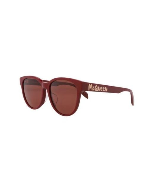 McQueen Brown Core Round Sunglasses
