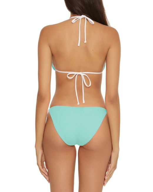Lucky Brand Blue Reversible Rib Triangle Two-piece Swimsuit