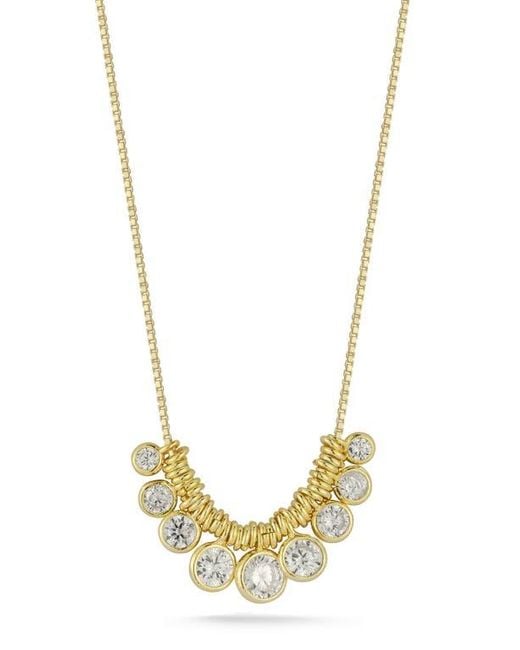 Glaze Jewelry Metallic Cubic Zirconia Charm Frontal Necklace