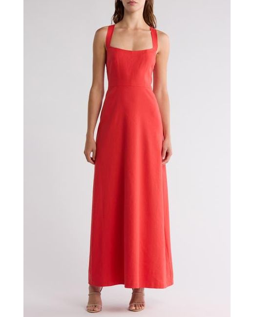 Theory Seamed Linen Blend Maxi Dress in Red | Lyst Theory Seamed Linen Blend Maxi Dress in Red | Lyst
