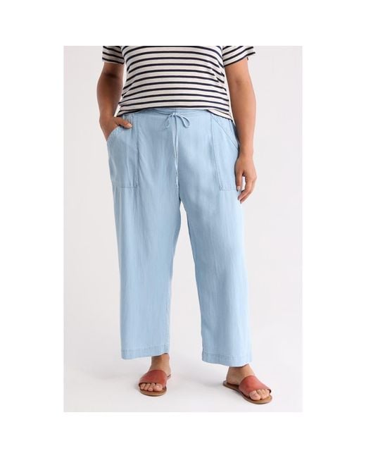 Tahari Blue Tencel Crop Wide Leg Pants