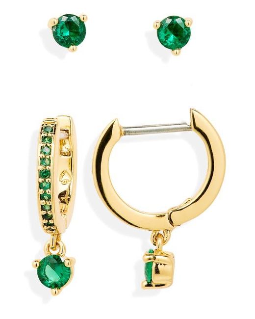 Kate Spade White Crystal Stud & Huggie Earrings Set