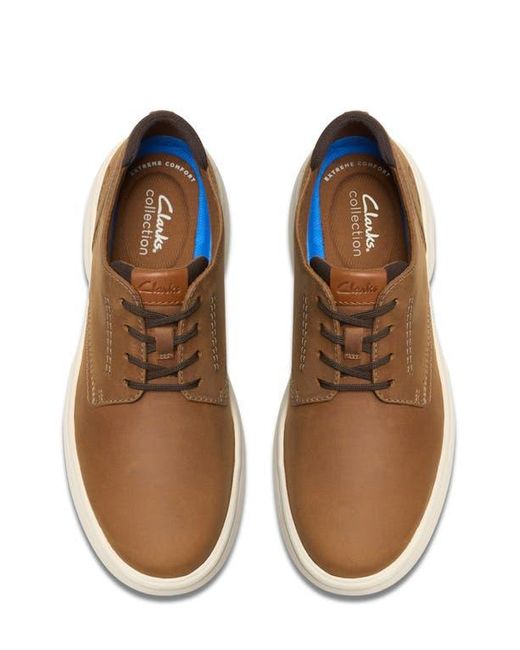 Clarks Brown Bradley Plain Toe Leather Shoes for men
