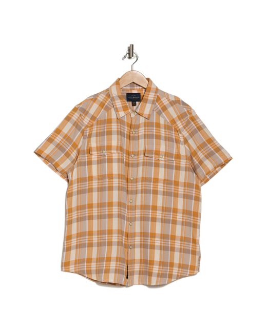 Lucky Brand Natural Western Herringbone Short Sleeve Snap Front Shirt for men
