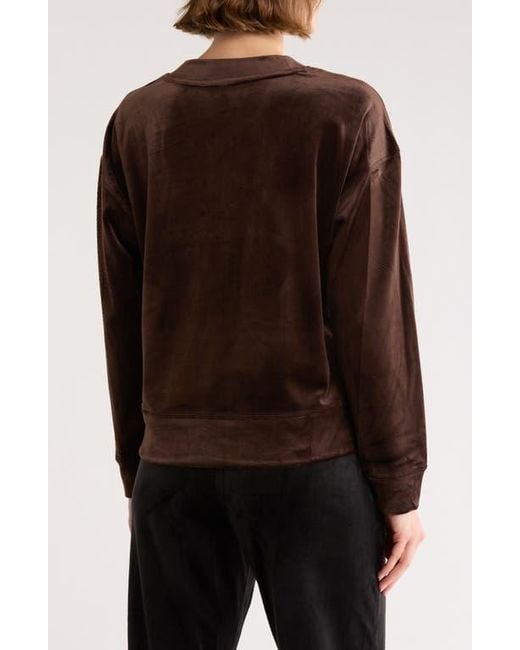 DKNY Black Mini Rhinestone Logo Velour Pullover