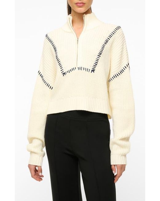 Staud White Cropped Hampton Sweater