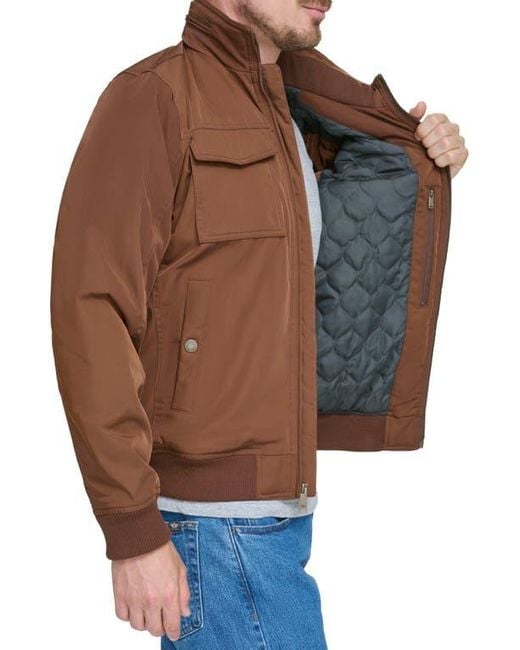 Dockers Brown Quilted Lined Flight Bomber Jacket for men