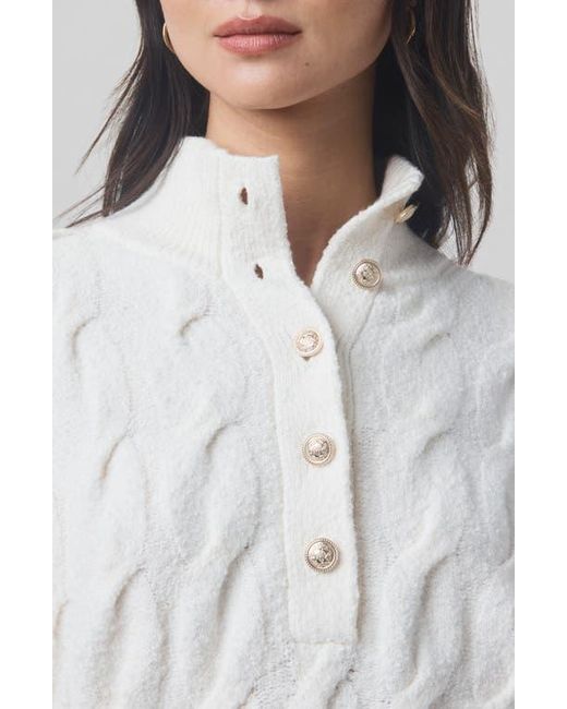 Splendid White X @Cellajaneblog Cable Half Placket Sweater