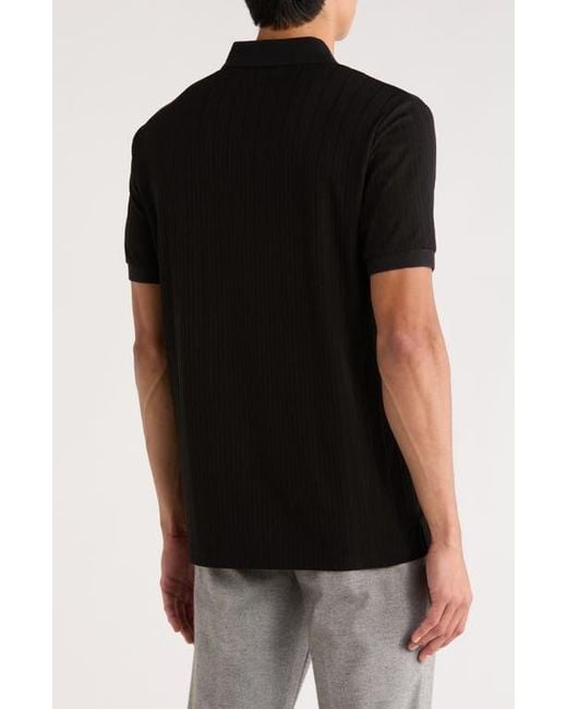 Karl Lagerfeld Black Performance Quarter Zip Polo for men