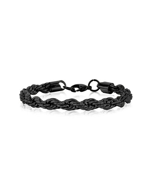 Black Jack Jewelry Black 8mm Rope Chain Bracelet for men
