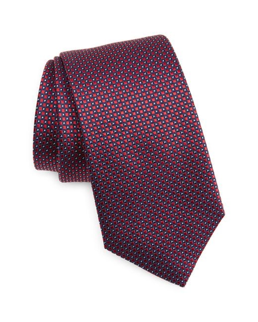 Duchamp Purple Geometric Silk Tie for men
