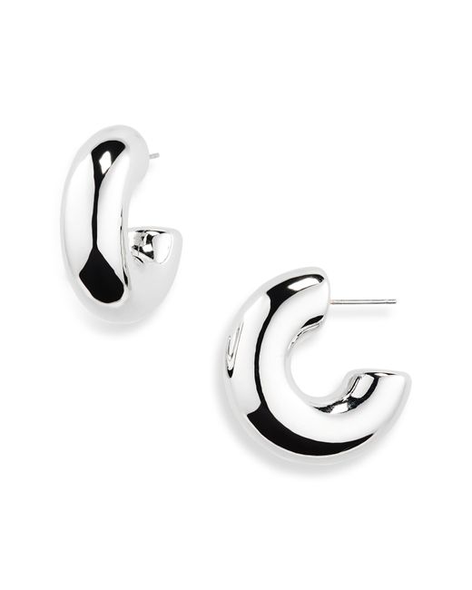 Natasha Couture Metallic C Tube Hoop Earrings