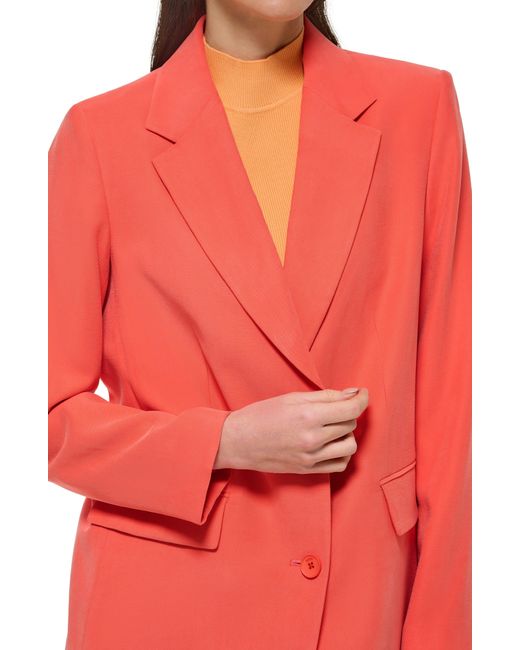 DKNY Red One-button Frosted Twill Jacket