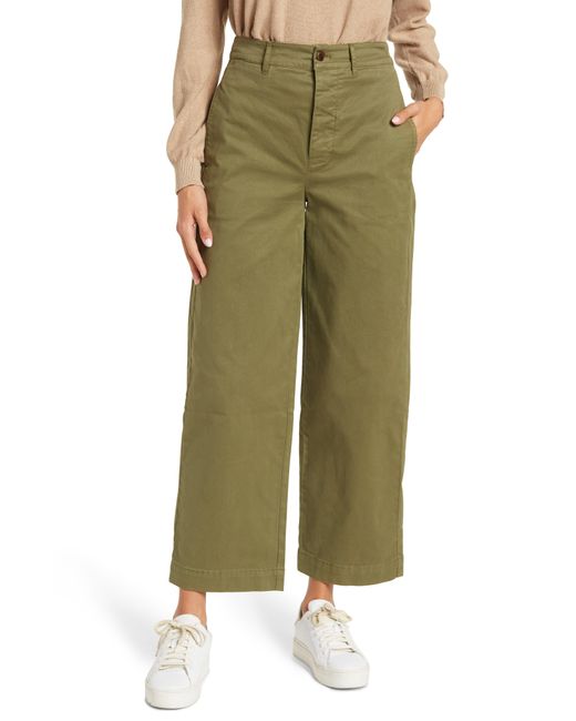 Alex Mill Cotton Wide Kelly Leg Chino In Army Olive At Nordstrom Rack ...