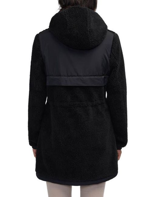 Scotch & Soda Black Water Repellent Faux Shearling Panel Hooded Jacket