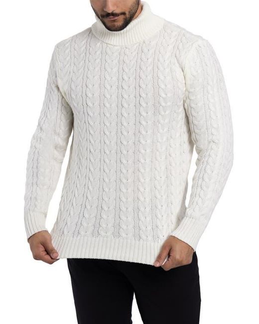 Xray Jeans White Cable Knit Turtleneck Sweater for men