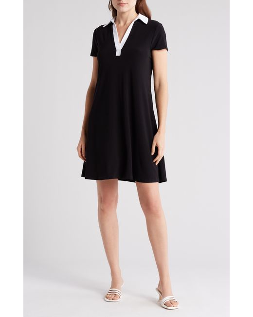 1.STATE Black Two-tone Collared Dress