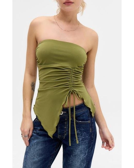 BDG Green Rem Cinched Strapless Top