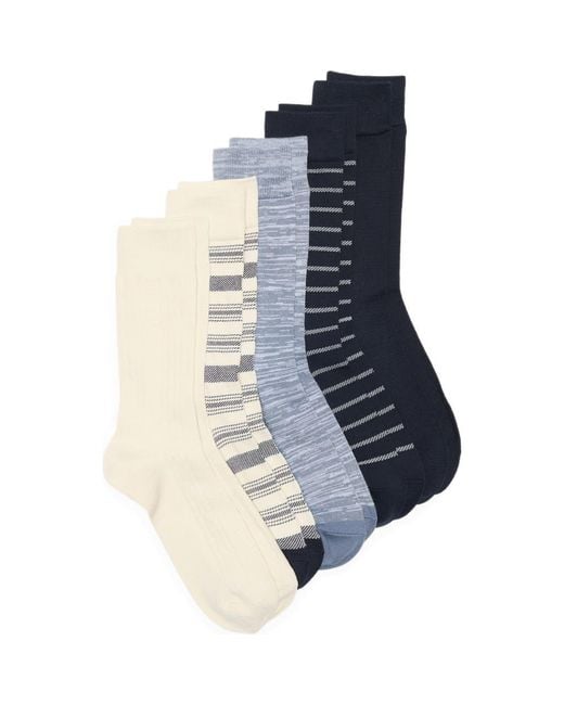 Nordstrom Rack Blue 5-Pack Assorted Stripe Cable Dress Socks for men