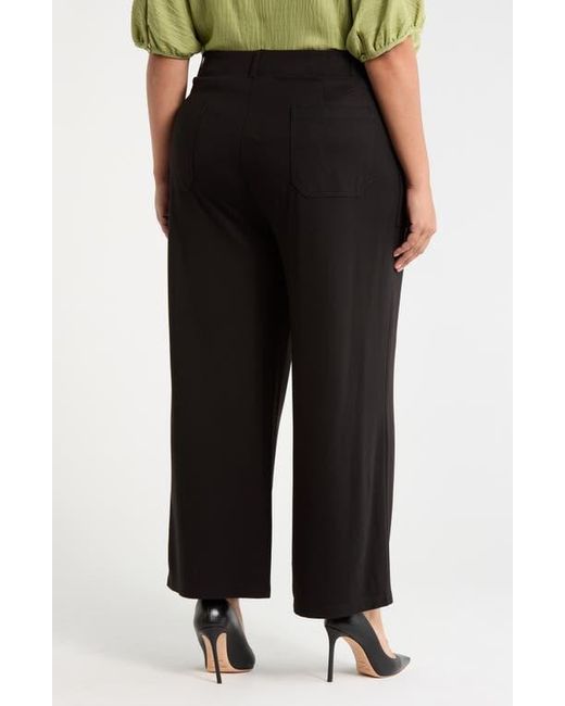 Max Studio Black Utility Pocket Crop Straight Leg Ponte Pants