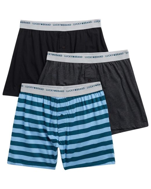Lucky Brand Black Assorted 3-Pack Cotton Boxer Briefs for men