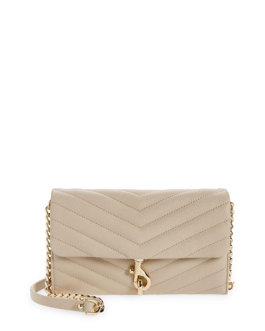 Rebecca Minkoff Natural Edie Quilted Leather Wallet On A Chain In Tahini At Nordstrom Rack