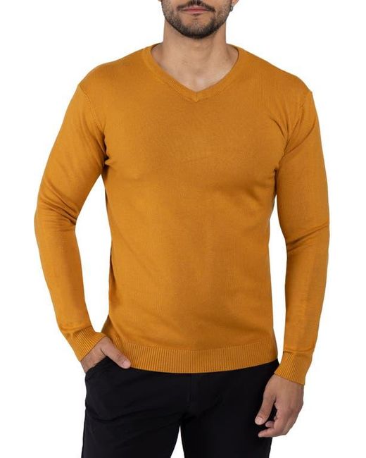 Xray Jeans Yellow Ribbed V-Neck Knit Sweater for men