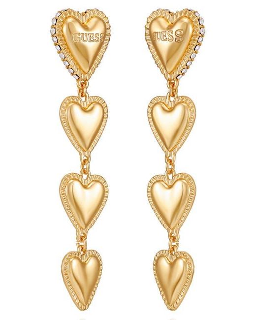 Guess Metallic Heart Pavé Drop Earrings